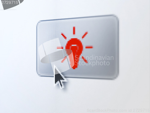 Image of Finance concept: Light Bulb on digital button background
