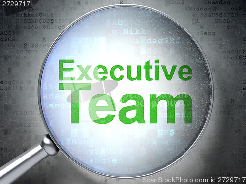 Image of Finance concept: Executive Team with optical glass