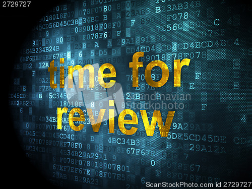 Image of Time concept: Time for Review on digital background