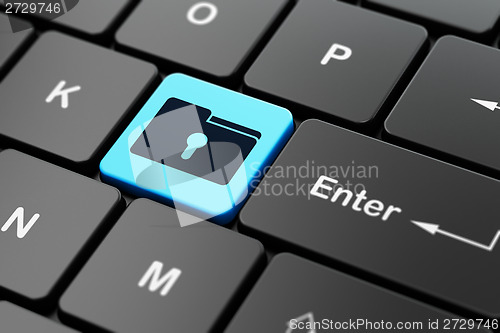Image of Business concept: Folder With Keyhole on computer keyboard background
