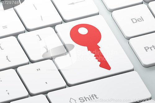 Image of Security concept: Key on computer keyboard background
