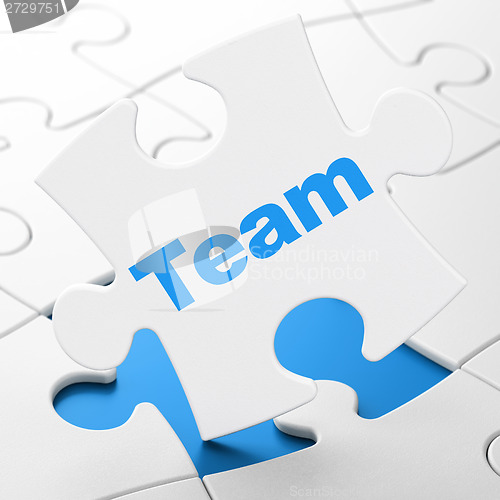 Image of Business concept: Team on puzzle background