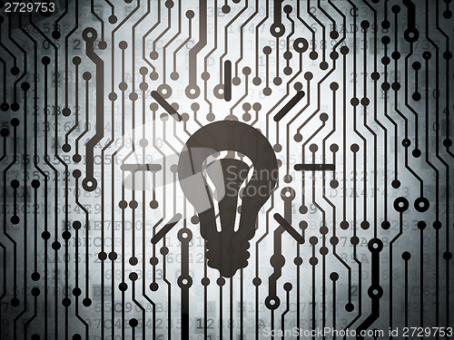 Image of Business concept: circuit board with Light Bulb