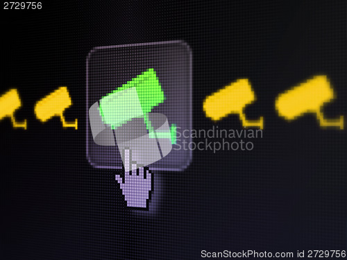 Image of Protection concept: Cctv Camera on digital computer screen