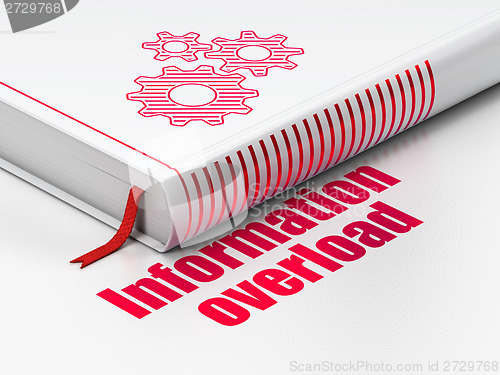 Image of Information concept: book Gears, Information Overload on white background