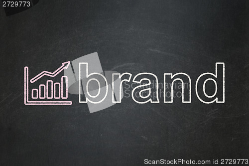 Image of Advertising concept: Growth Graph and Brand on chalkboard background