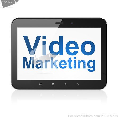 Image of Business concept: Video Marketing on tablet pc computer