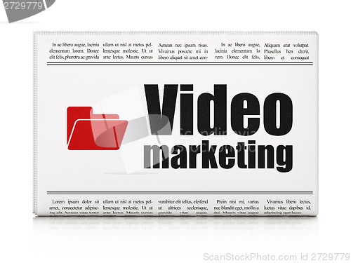 Image of Finance concept: newspaper with Video Marketing and Folder
