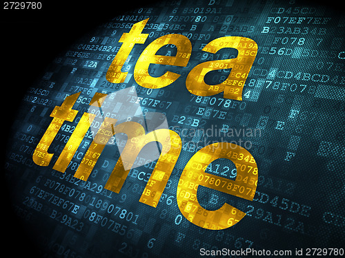 Image of Time concept: Tea Time on digital background