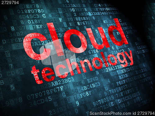 Image of Cloud networking concept: Cloud Technology on digital background