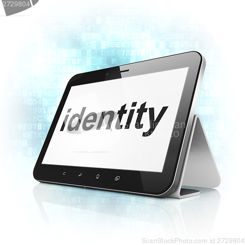 Image of Protection concept: Identity on tablet pc computer