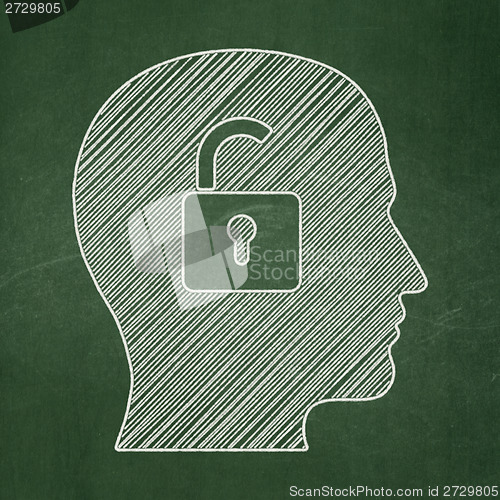 Image of Business concept: Head With Padlock on chalkboard background
