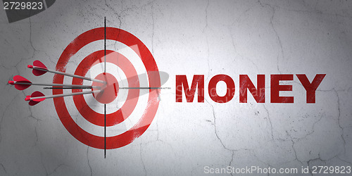 Image of Finance concept: target and Money on wall background