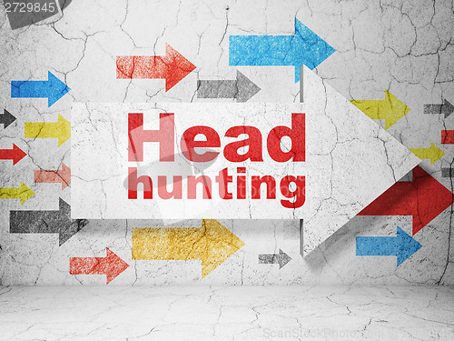 Image of Finance concept: arrow with Head Hunting on grunge wall background