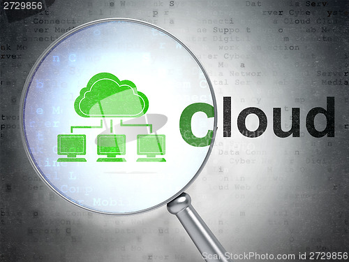 Image of Cloud networking concept: Cloud Network and Cloud with optical glass
