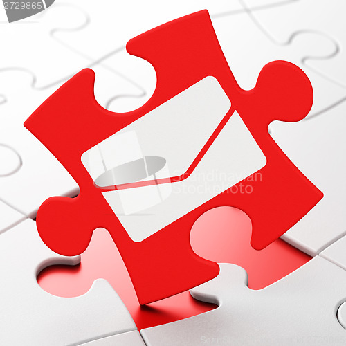 Image of Finance concept: Email on puzzle background
