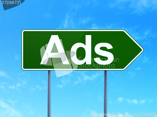 Image of Marketing concept: Ads on road sign background