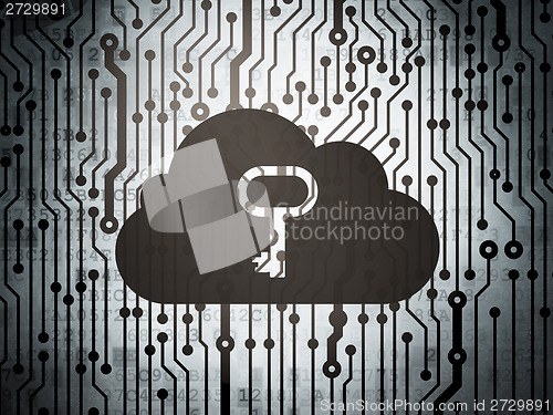 Image of Cloud computing concept: circuit board with Cloud With Key