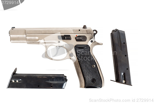 Image of Semi-automatic gun isolated on white background