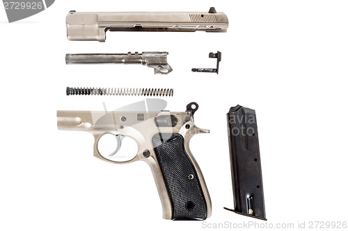 Image of disassembled Semi-automatic gun