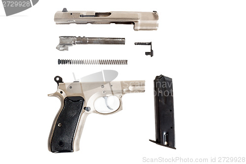 Image of disassembled Semi-automatic gun