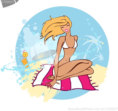 Image of Smile summer girl on the beach