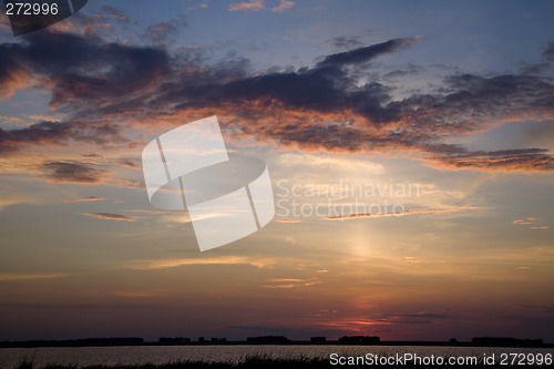Image of Sunset lake landscape.