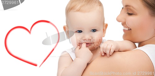 Image of happy mother with adorable baby