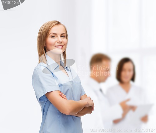 Image of smiling female doctor or nurse