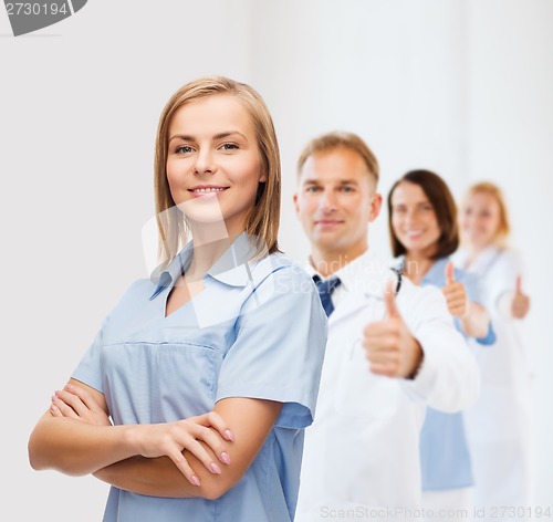 Image of smiling female doctor or nurse