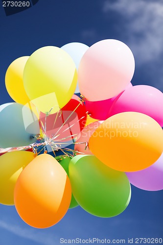 Image of lots of colorful balloons in the sky