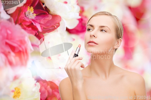 Image of beautiful woman with lipstick