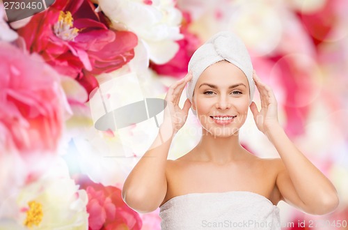 Image of beautiful woman in towel