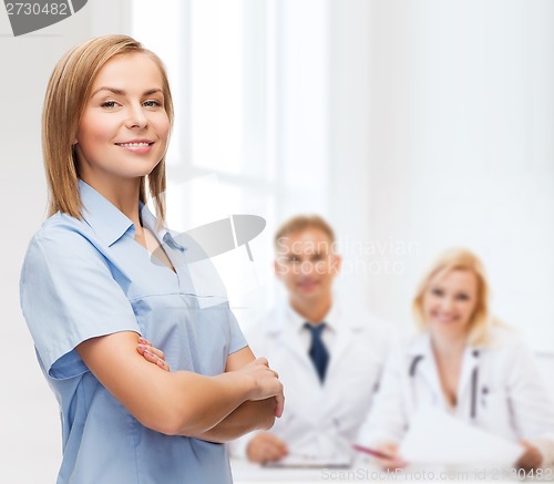 Image of smiling female doctor or nurse