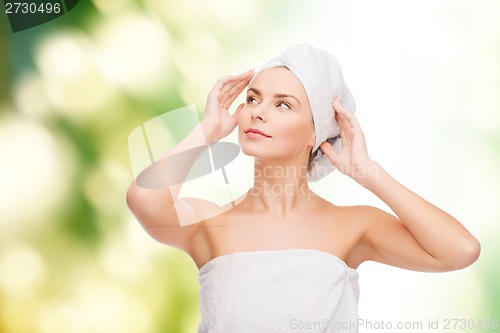 Image of beautiful woman in towel