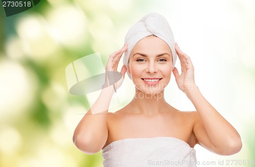 Image of beautiful woman in towel