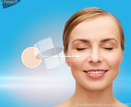 Image of face of beautiful woman with closed eyes