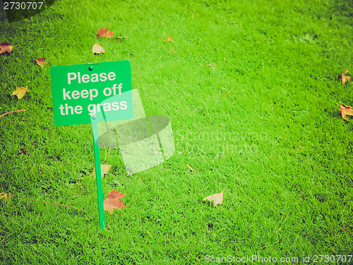 Image of Retro look Keep off the grass sign