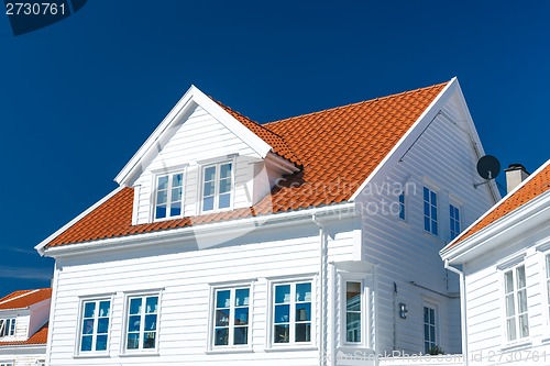 Image of Traditional white wooden house in Norway