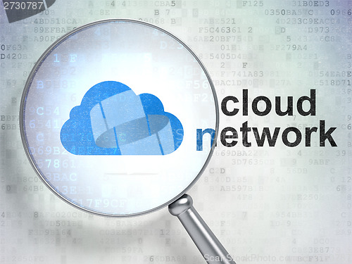 Image of Cloud technology concept: Cloud and Cloud Network with optical glass