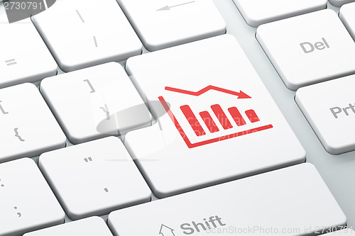 Image of News concept: Decline Graph on computer keyboard background