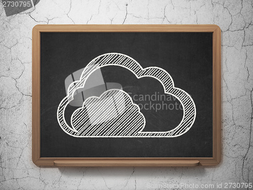 Image of Cloud technology concept: Cloud on chalkboard background