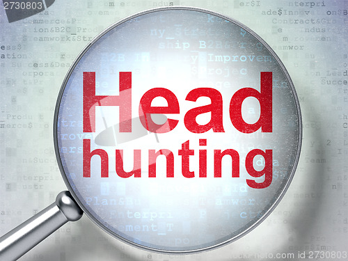 Image of Finance concept: Head Hunting with optical glass