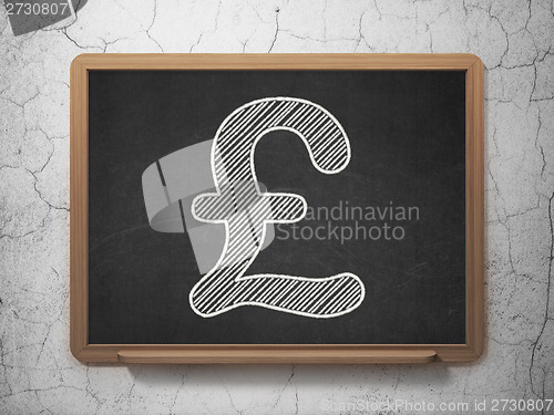 Image of Currency concept: Pound on chalkboard background