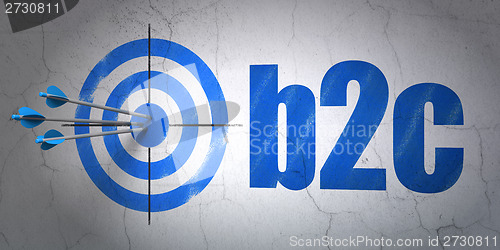 Image of Business concept: target and B2c on wall background