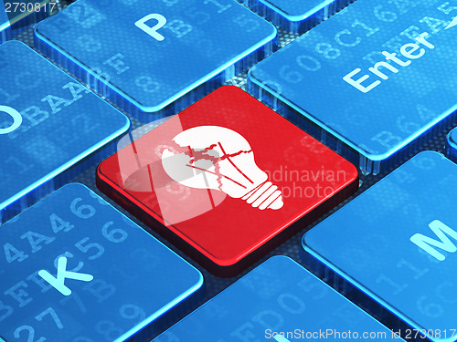 Image of Business concept: Light Bulb on computer keyboard background