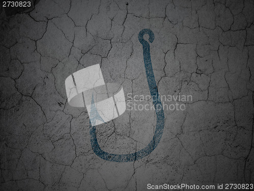 Image of Privacy concept: Fishing Hook on grunge wall background