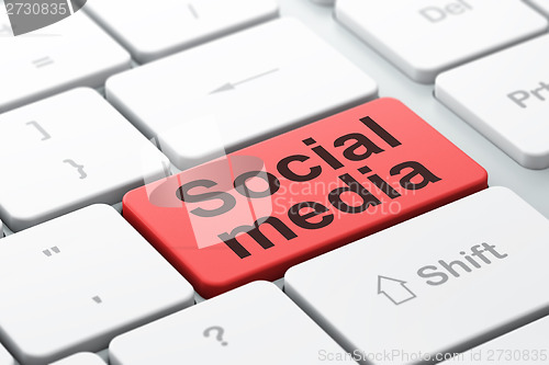 Image of Social network concept: Social Media on computer keyboard background