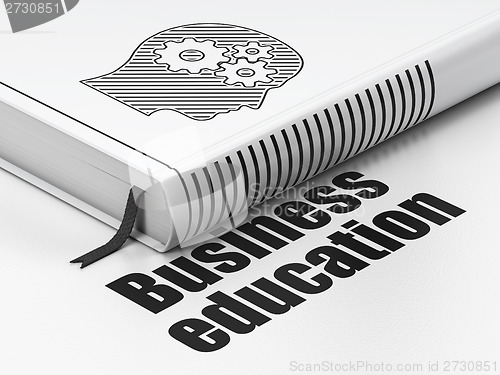 Image of Education concept: book Head With Gears, Business Education on white background
