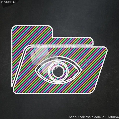 Image of Business concept: Folder With Eye on chalkboard background